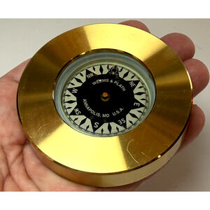 Vintage Weems & Plath Marine Navigation Compass Chart Weight Brass Paperweight